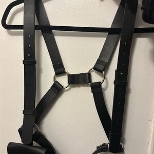 Men's Black Leather Harness Bag
